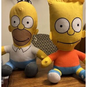 The Simpsons Bart & Homer 11" Plush - 2021 Toy Factory - Lot of 2